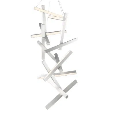 Modern Forms Chaos 15 - Light Unique / Statement Geometric Chandelier In Brushed Aluminum