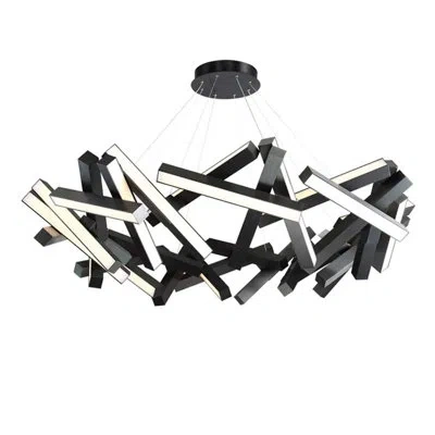 Modern Forms Chaos 31-light Unique / Statement Wagon Wheel Led Pendant In Black