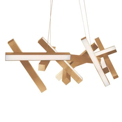 Modern Forms Chaos Unique Geometric Led Chandelier In Aged Brass