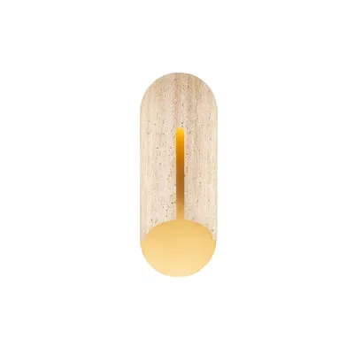 Modern Forms Clog Dimmable 4000k Led Outdoor Wall Light With Color Temperature Switch (2700k/3000k/3500k/4000k) In Beige Travertine,aged Brass