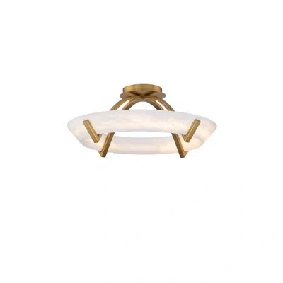 Modern Forms Copa Dimmable Led Semi-flush Mount Light With Natural Spanish Alabaster, 3000k Color Temperature In Aged Brass