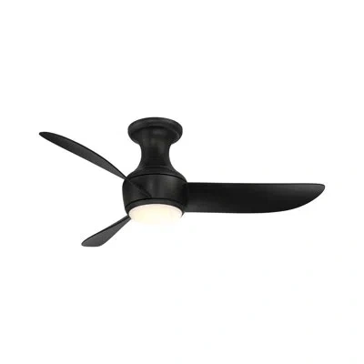 Modern Forms Corona 3 - Blade Outdoor/indoor Smart Flush Mount Ceiling Fan With Remote Control And Dimmable Led L In Matte Black