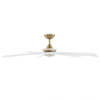 Modern Forms Crown 5-blade Smart Ceiling Fan With Integrated Dimmable Led Light And Bluetooth Remote Control Incl In Matte White