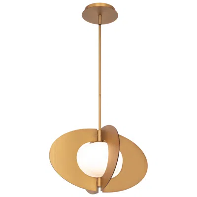 Modern Forms Echelon 16" Wide Brass And White Glass Oval Pendant