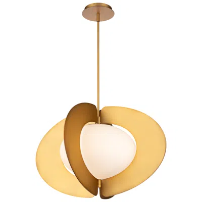 Modern Forms Echelon 24" Wide Brass And White Glass Oval Pendant In Gold