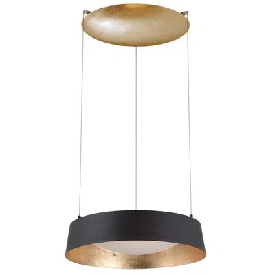 Modern Forms Gilt 1-light Single Drum Pendant In Gold Leaf