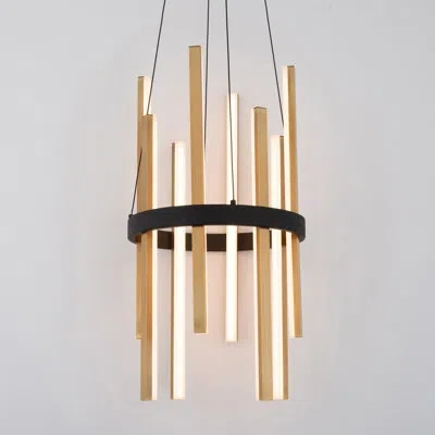 Modern Forms Harmonix 1 - Light Unique Square Led Pendant In Black,aged Brass