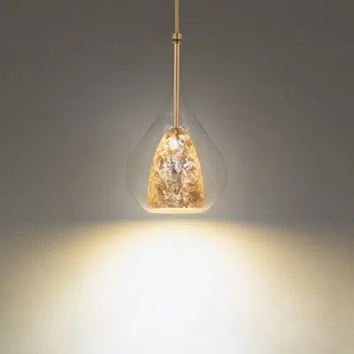 Modern Forms Helios Dimmable Led Pendant With  Gold Leaf Dome Shade In Gold Leaf,aged Brass