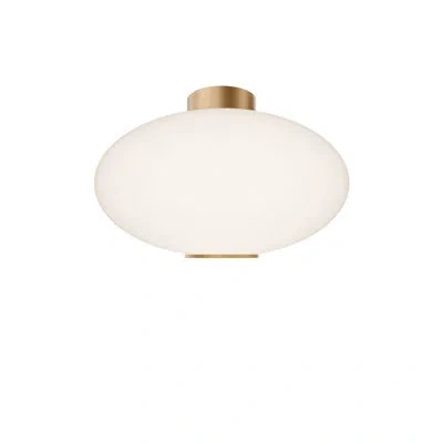 Modern Forms Illusion 22" Dimmable Led Flush Mount Light With Etched Opal Glass Shade And Built In Color Temperat In Aged Brass