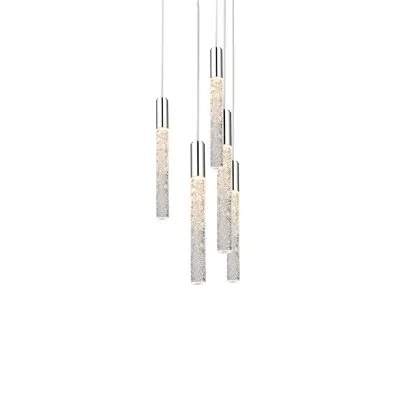 Modern Forms Magic 5-light Led Cluster Cylinder Pendant In Polished Nickel