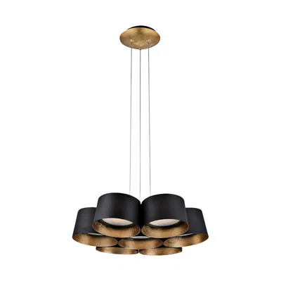 Modern Forms Marimba 17 3/4"w Black And Gold Leaf 7-light Led Pendant