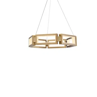 Modern Forms Mies 1 - Light Unique Geometric Chandelier In Aged Brass