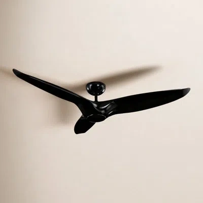 Modern Forms Morpheus Iii 60" 3 - Blade Outdoor/indoor Smart Standard Ceiling Fan With Wall Control And Led Light In Gloss Black