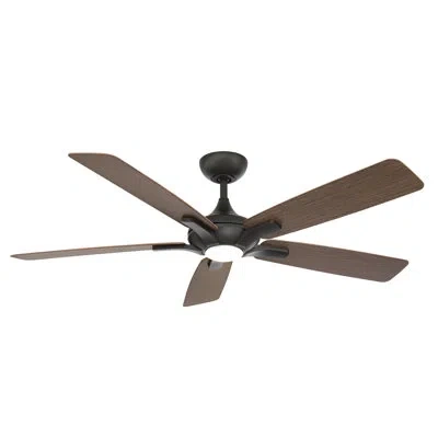Modern Forms Mykonos 5 - Blade Smart Ceiling Fan With Remote Control And Led Light Kit Included, Works With Alexa In Bronze,dark Walnut