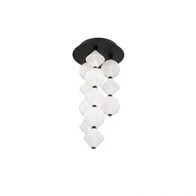 Modern Forms Pearla 23" Dimmable Led Semi-flush Mount Light With Art Glass Shade, 3000k Color Temperature In Black
