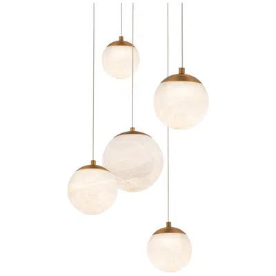 Modern Forms Pisces 5 Light Selectable Cct In Aged Brass In Pink
