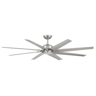 Modern Forms Roboto Xl Indoor/outdoor 8-blade Smart Ceiling Fan 70" And Remote Control Included, Works With Alexa In Brushed Nickel