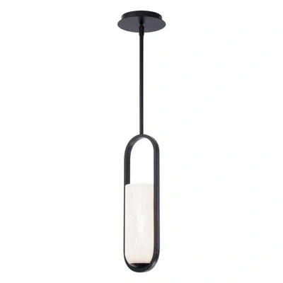 Modern Forms Rollins Dimmable Led Mini Pendant With Alabaster Shade In Black