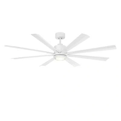 Modern Forms Size Matters 8-blade Smart Ceiling Fan With Remote Control Included, Works With Alexa And Ios / Andr In Matte White