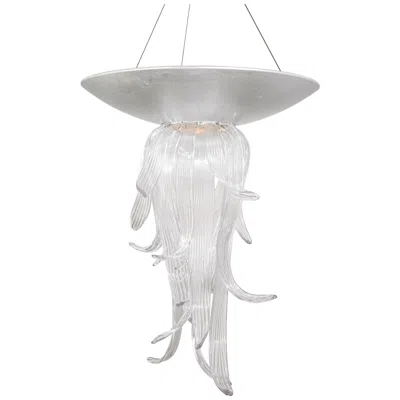 Modern Forms Tendril 32in Led Pendant 3000k In Silver Leaf With Ribbed Art Glass