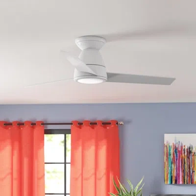 Modern Forms Tip Top 3 - Blade Smart Flush Mount Ceiling Fan With Led Light Kit And Bluetooth Remote Control Incl In Matte White
