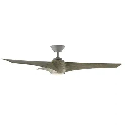 Modern Forms Twirl 3 - Blade Outdoor Led Smart Propeller Ceiling Fan With Remote Control And Light Kit With Selec In Graphite,weathered Wood
