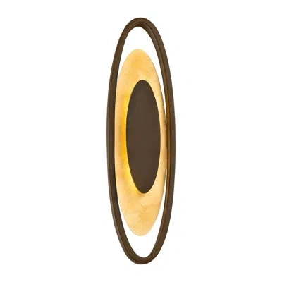 Modern Forms Valor 1 - Light Led Dimmable Bronze/gold Leaf Flush Mounted Sconce In Clear,transparent Glass;bronze,feuille D'or;bronze,gold Leaf