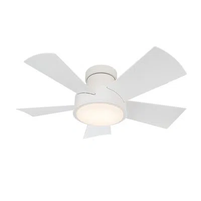 Modern Forms Vox 5 - Blade Indoor/outdoor Smart Flush Mount Ceiling Fan With Remote Control And Led Light Kit, Wo In Matte White