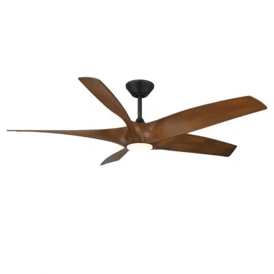 Modern Forms Zephyr 62'' Smart Indoor/outdoor Ceiling Fan With 2700k-3000k-4000k-5000k Selectable Led Light Kit A In Matte Black,distressed Koa
