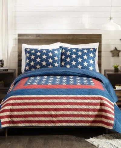 Modern Heirloom Americana Patch 3 Piece Quilt Sets In Blue