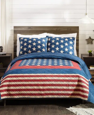 Modern Heirloom Americana Patch 3-piece Quilt Set, King In Blue