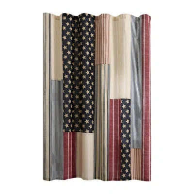 Modern Heirloom Americana Patchwork Blue/red/white Cotton Shower Curtain In Multi