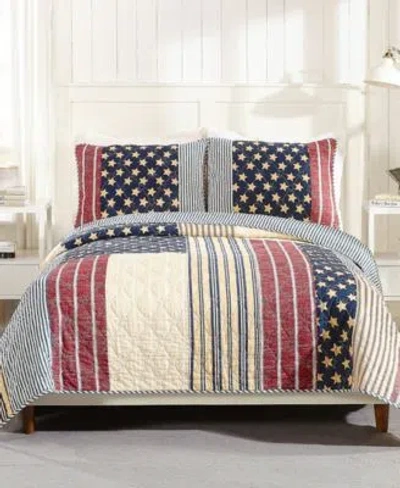 Modern Heirloom Americana Patchwork Cotton 3 Piece Quilt Sets In Multi
