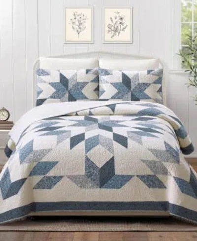 Modern Heirloom Bright Star Patchwork 3 Piece Quilt Sets In Blue