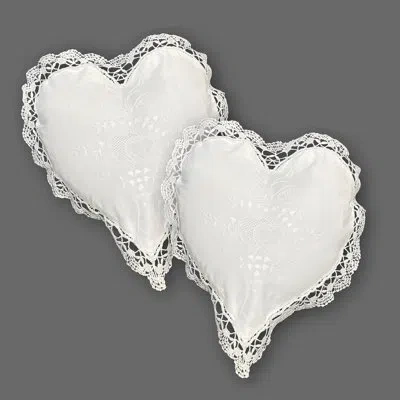 Modern Heirloom Celeste Lace Heart 2-piece Pillow Set In White