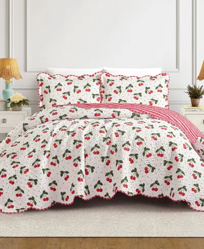 Modern Heirloom Cherry Reversible 2-piece Quilt Set, Twin/twin Xl In Red