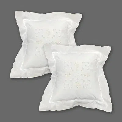 Modern Heirloom Clara Cutwork Embroidered 2-piece Pillow Set In White