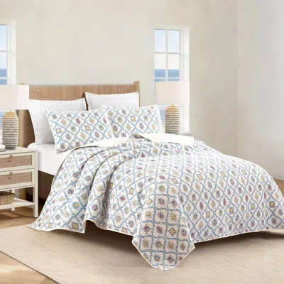 Modern Heirloom Coastal Tides Microfiber Lightweight Quilt Set In Multi