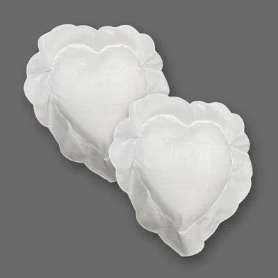 Modern Heirloom Cynthia Embroidered 2-piece Heart Pillow Set In White