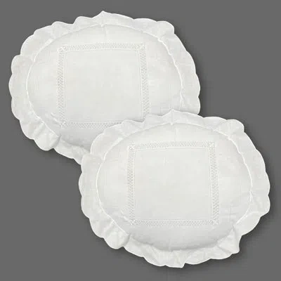 Modern Heirloom Cynthia Embroidered 2-piece Round Pillow Set In White