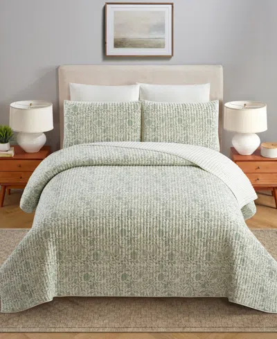 Modern Heirloom Eden Paisley Gauze 3-piece Quilt Set, King In Green