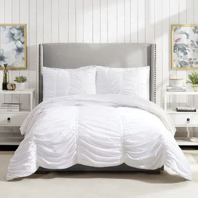 Modern Heirloom Emily Ruched Solid Textured Comforter Set In White