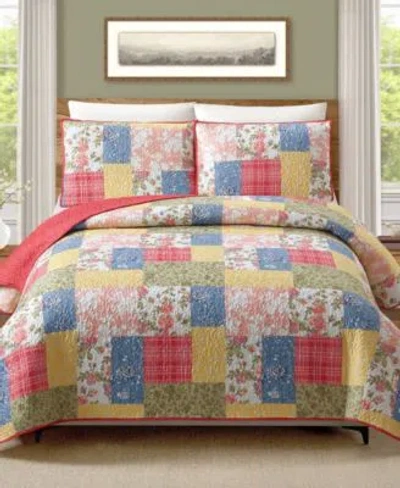 Modern Heirloom Farmhouse Florals Reversible 3 Piece Quilt Sets In Multi