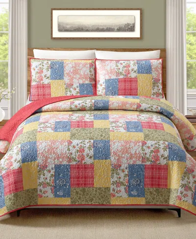 Modern Heirloom Farmhouse Florals Reversible 3-piece Quilt Set, King In Multi