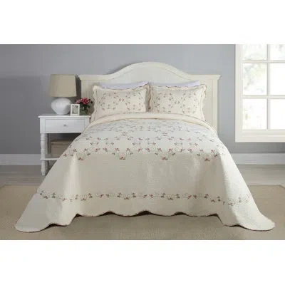 Modern Heirloom Felisa Embroidered Single Bedspread/coverlet In Pink;cream