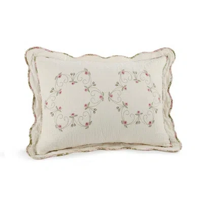 Modern Heirloom Felisa Single Embroidered Pillow Sham In Pink;cream
