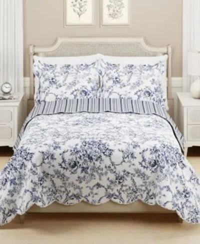Modern Heirloom Garden Toile Reversible 3 Piece Quilt Sets In Red