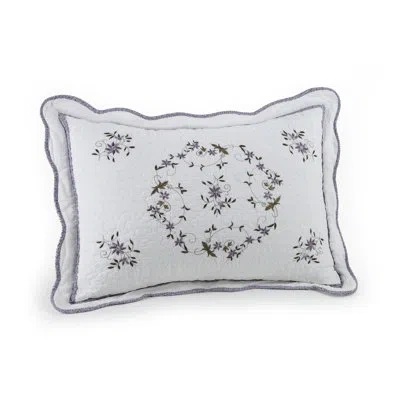 Modern Heirloom Gwen Floral Embroidered Scalloped Pillow Sham In White;green;purple