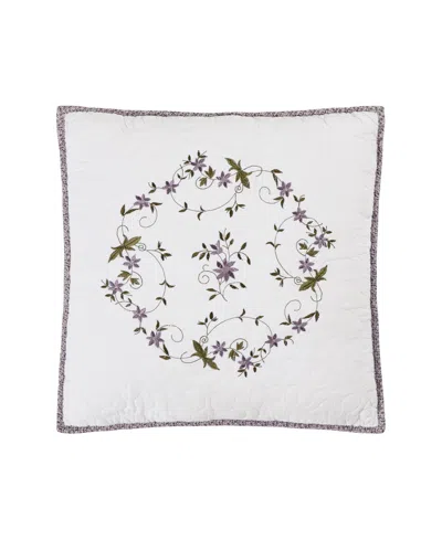 Modern Heirloom Gwen Floral Embroidered Square Decorative Pillow, 16" X 16" In White