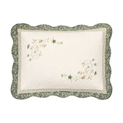Modern Heirloom Harper Green Floral Single Embroidered Pillow Sham